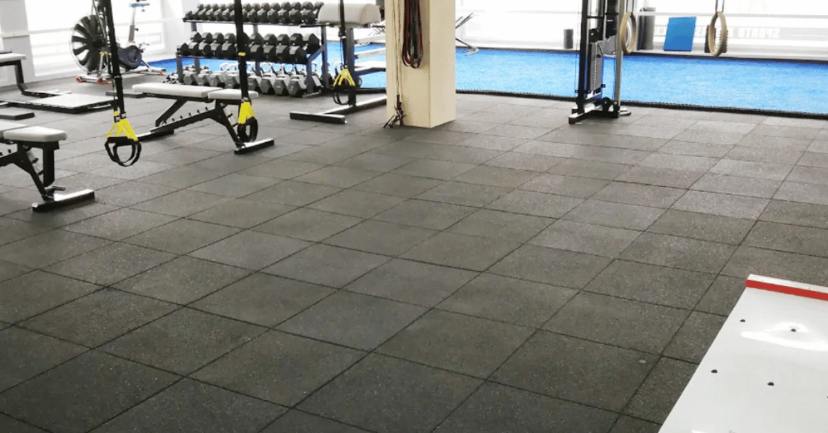 Rubber tile flooring for gyms