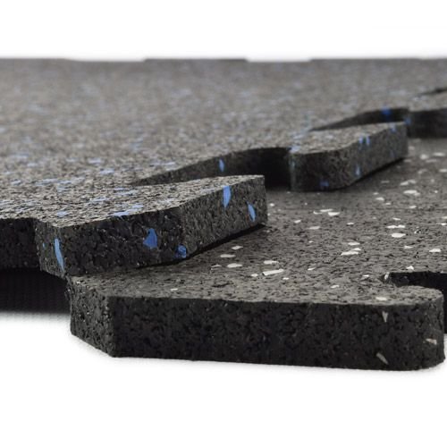 Interlocking rubber tiles for gym flooring